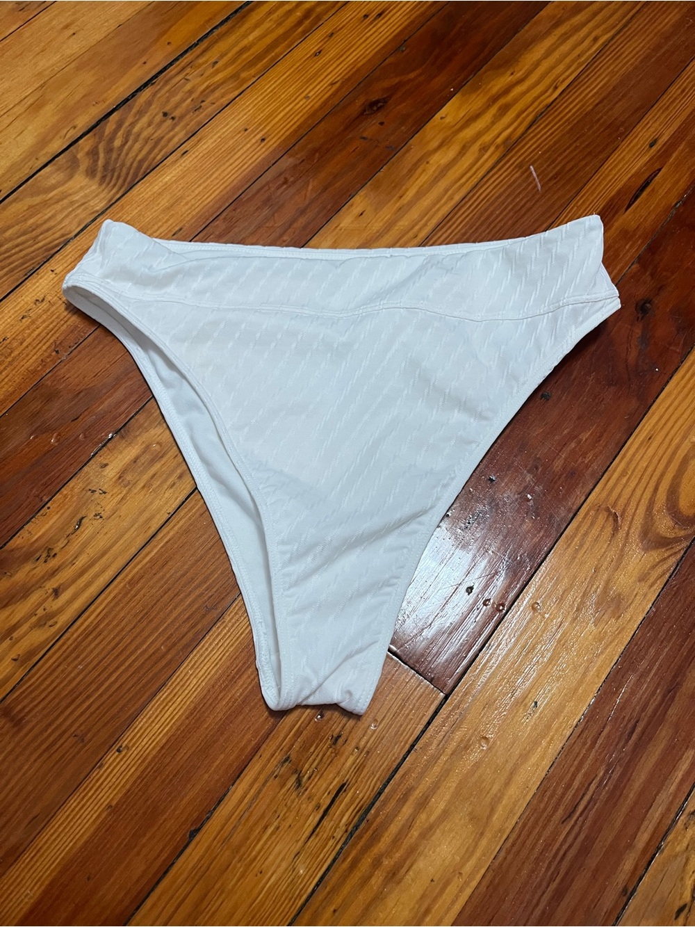 Abercrombie & Fitch White Textured Bikini Bottom